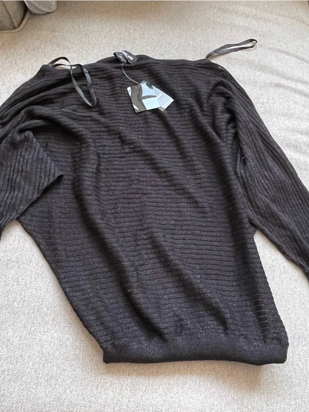 bebe Black Ribbed Sweater - Picture 1 of 4